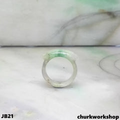 Saddle shape jade band pinkie ring, unisex jade band