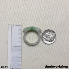 Saddle shape jade band pinkie ring, unisex jade band