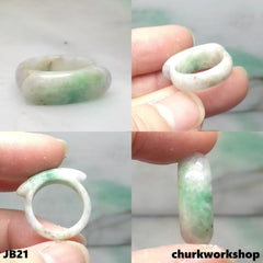Saddle shape jade band pinkie ring, unisex jade band