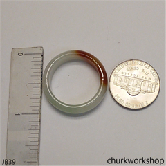 White jade band with splotches red unisex jade bend