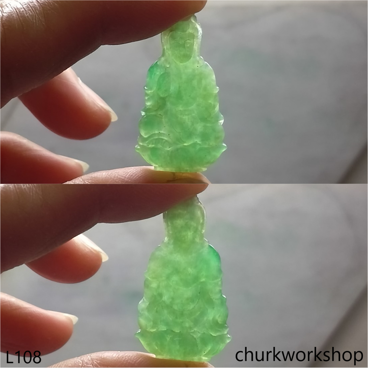Green lady jade Buddha