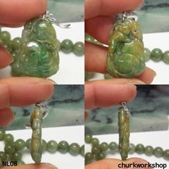 Yellowish green jade beads necklace