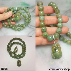 Yellowish green jade beads necklace