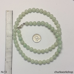 Pale green jade beads necklace