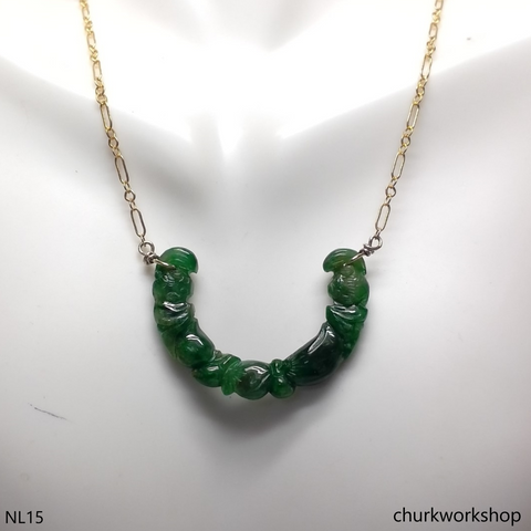 Green jade 14K gold filled necklace