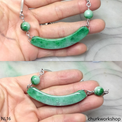 Green jade sterling silver necklace