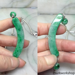 Green jade sterling silver necklace