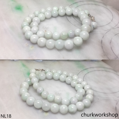 Pale green mix lavender jade beads necklace