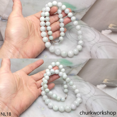Pale green mix lavender jade beads necklace