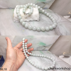 Pale green mix lavender jade beads necklace