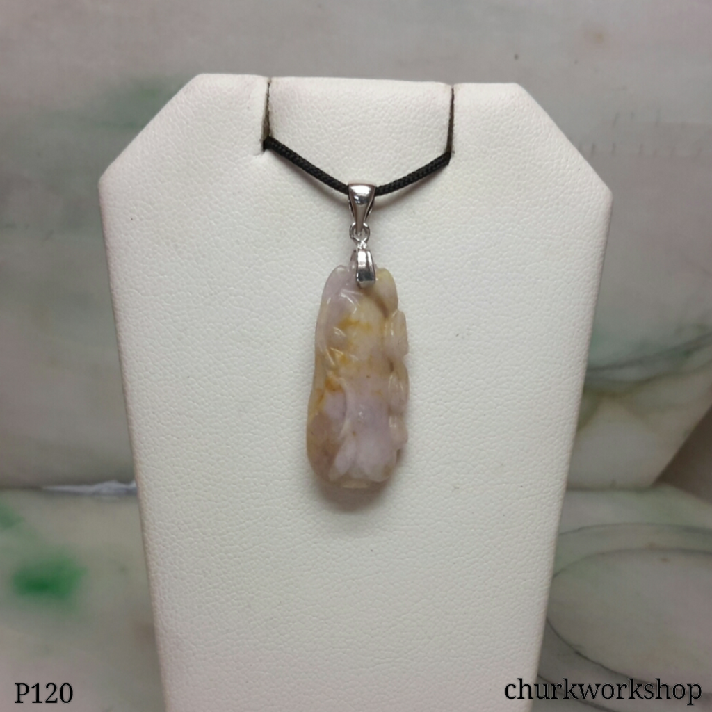 Lavender carved jade pendant