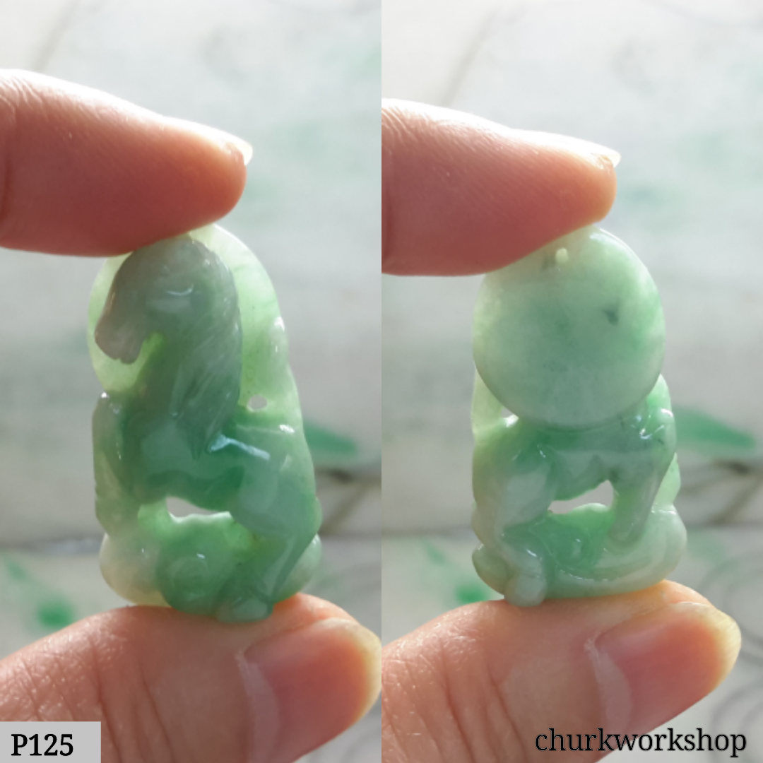 Green jade horse pendant