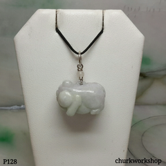Lavender jade pig pendant with silver bail