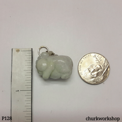 Lavender jade pig pendant with silver bail