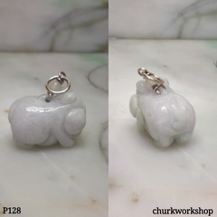 Lavender jade pig pendant with silver bail