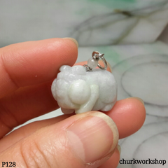 Lavender jade pig pendant with silver bail