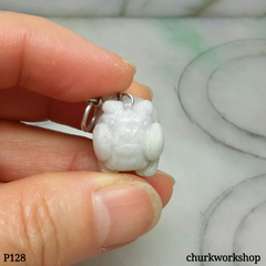 Lavender jade pig pendant with silver bail