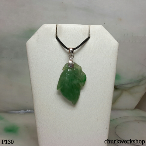 Oily green jade leaf pendant