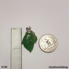 Oily green jade leaf pendant