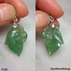 Oily green jade leaf pendant