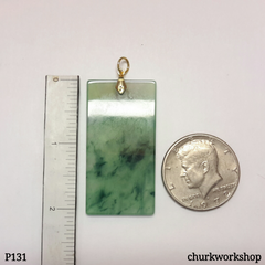 Square jade pendant 14K gold bail