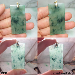 Square jade pendant 14K gold bail