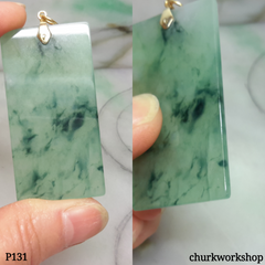 Square jade pendant 14K gold bail