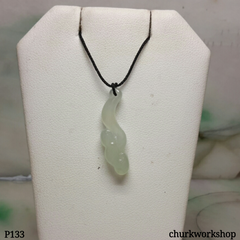 Icy jade pendant, Pale green jade Ruyi pendant