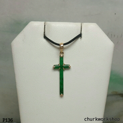 14k small jade cross pendant