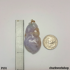 14K lavender jade carved pendant
