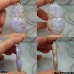 14K lavender jade carved pendant