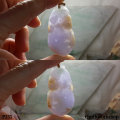 14K lavender jade carved pendant