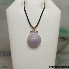 14K lavender jade lady bug pendant