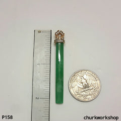 Green long jade bar pendant