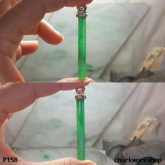 Green long jade bar pendant