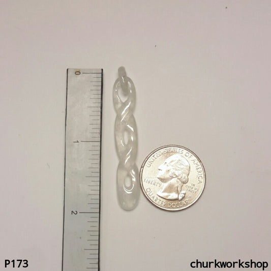White icy infinity symbol jade pendant