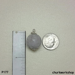 Lavender carved jade bead pendant
