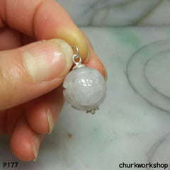Lavender carved jade bead pendant