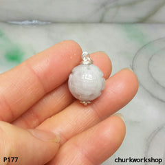 Lavender carved jade bead pendant