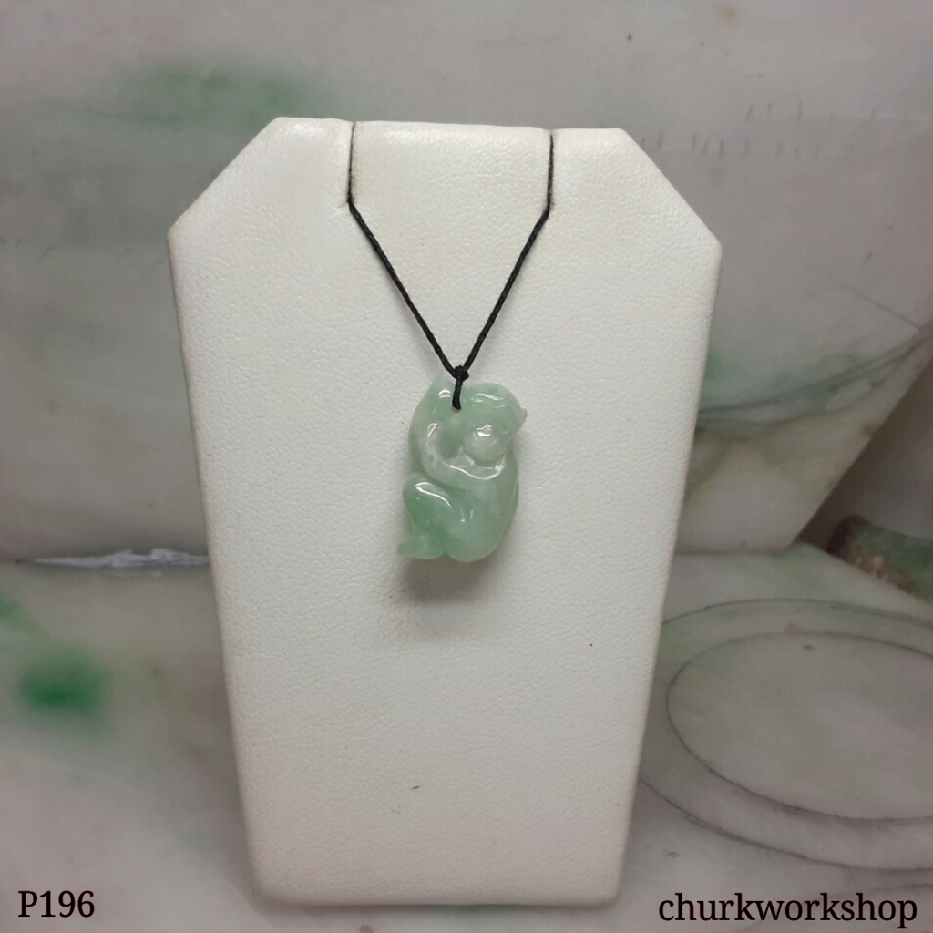 Light green jade monkey pendant