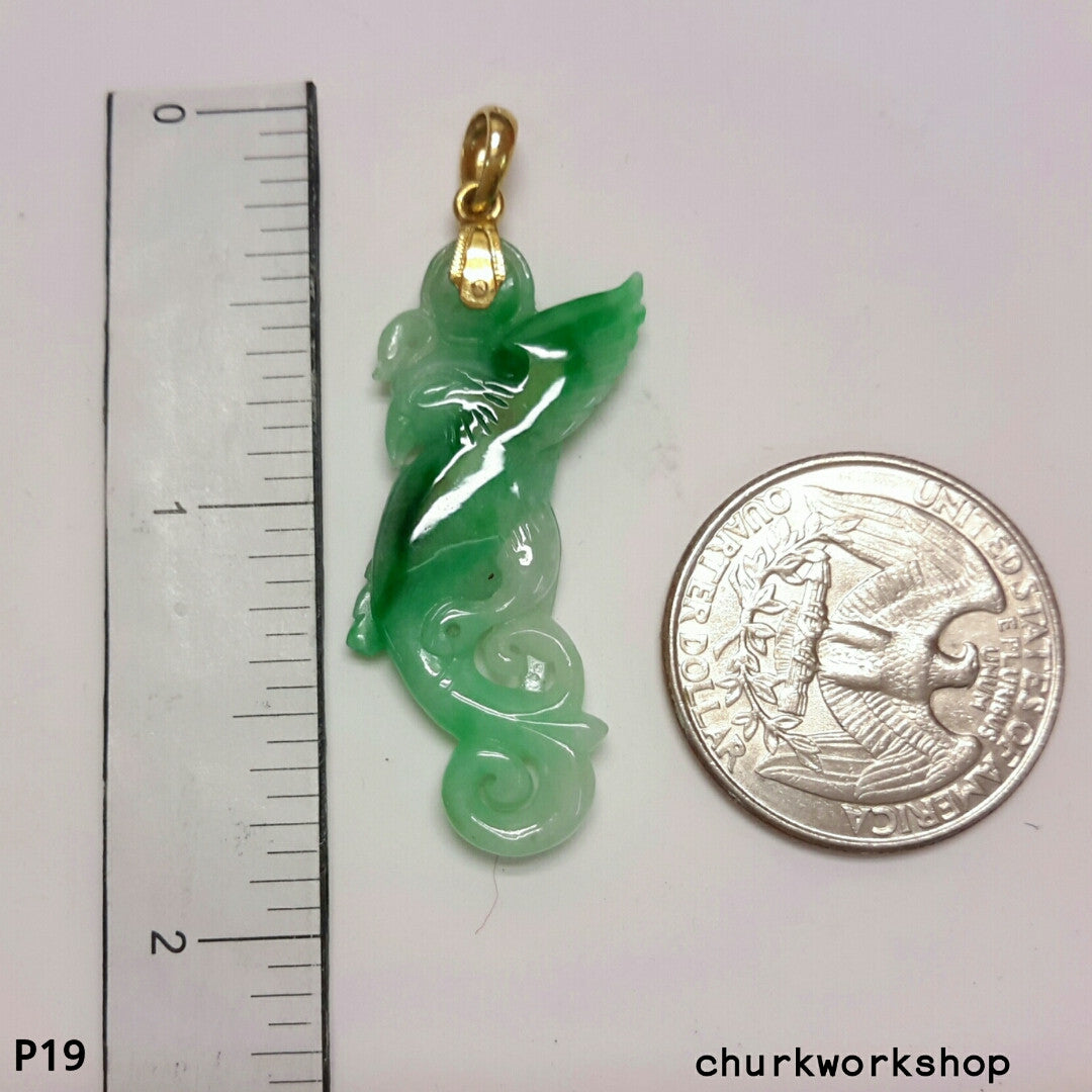 Reserved for someone special Green jade bird pendant