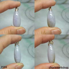 14K yellow gold lavender jade pendant, rain drop pendant