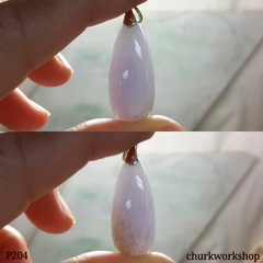 14K yellow gold lavender jade pendant, rain drop pendant