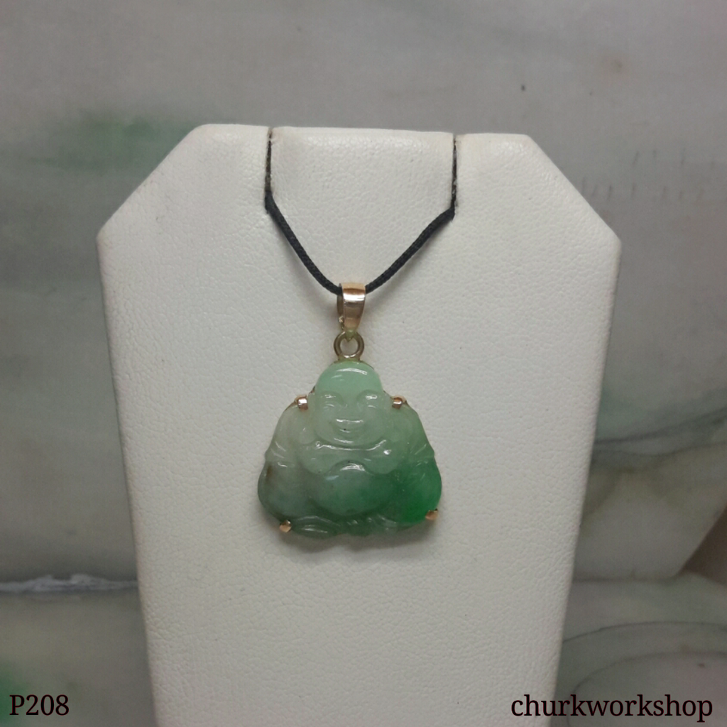 Green jade happy Buddha pendant