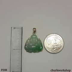 Green jade happy Buddha pendant