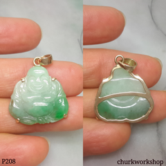 Green jade happy Buddha pendant