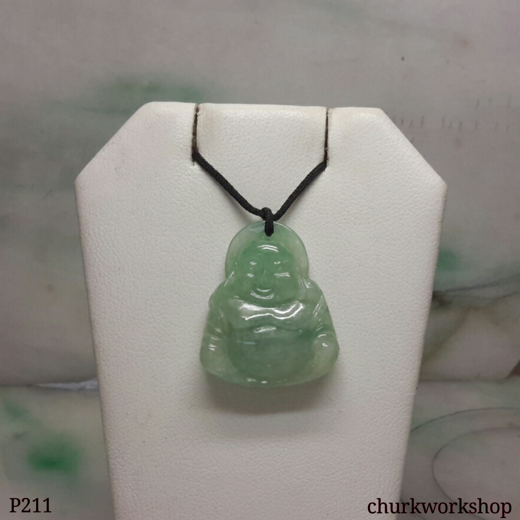 Light green jade happy Buddha pendant