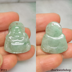 Light green jade happy Buddha pendant