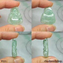 Light green jade happy Buddha pendant