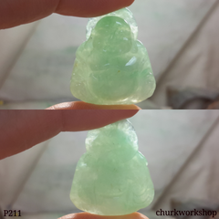 Light green jade happy Buddha pendant